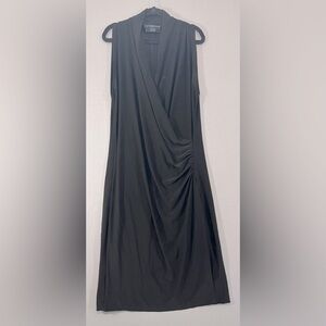 Norma Kamali Black Drape Faux Wrap Cocktail Formal Dress